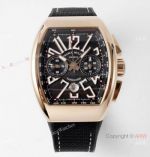 Swiss Grade 1 Replica Franck Muller Vanguard Classical Chronograph Rose Gold Black Men Watch Seagull 7750